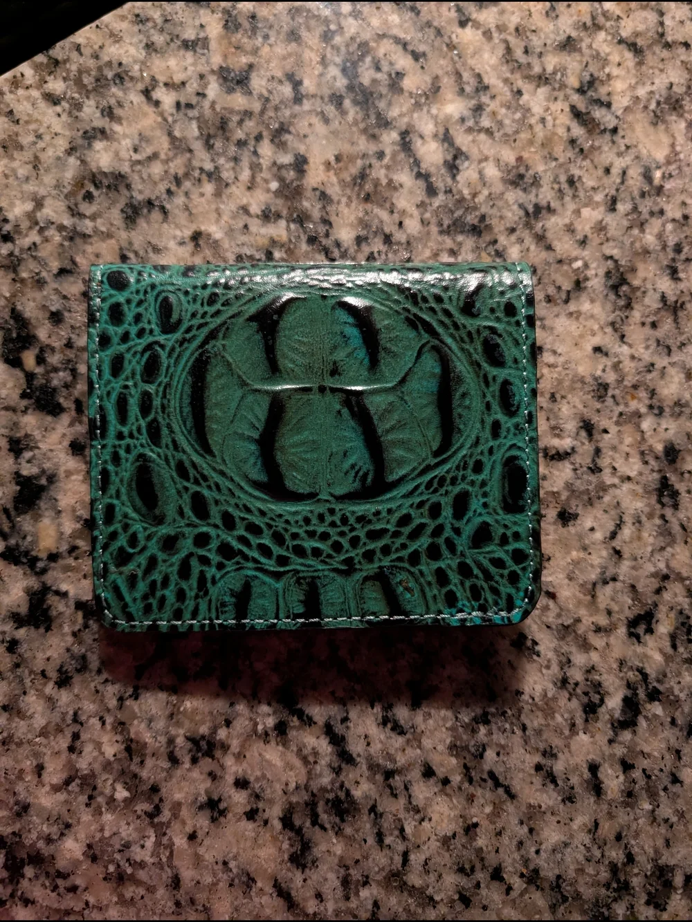 American Darling Teal Croc-Embossed Wallet